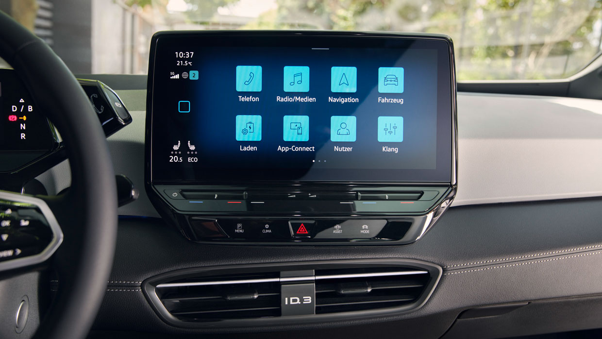 Écran tactile d'une Volkswagen ID3 Pro S 2024