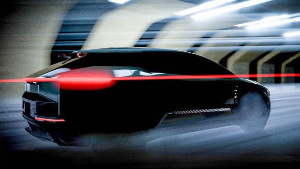 Vue artistique de profil latéral du concept Toyota FT-3e SUV EV du Salon automobile de Tokyo 2023 peint en vert