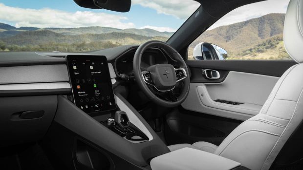 MY24 Polestar 2 longue portée, double moteur, vue intérieure large