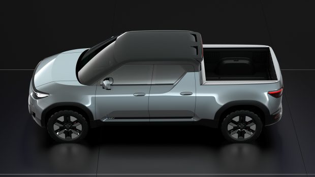 Profil latéral du concept-car ute du pick-up électrique Toyota EPU