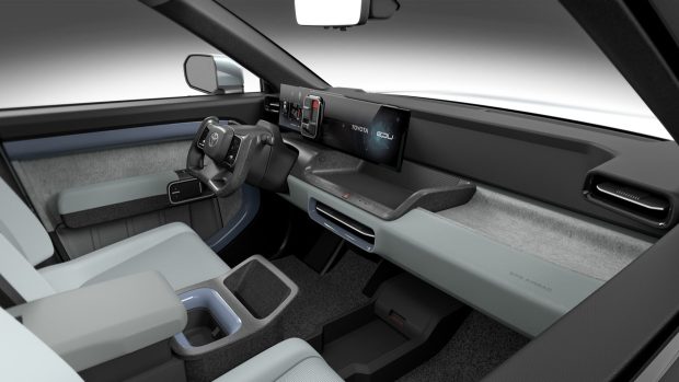 Intérieur et tableau de bord de la camionnette électrique Toyota EPU concept car ute