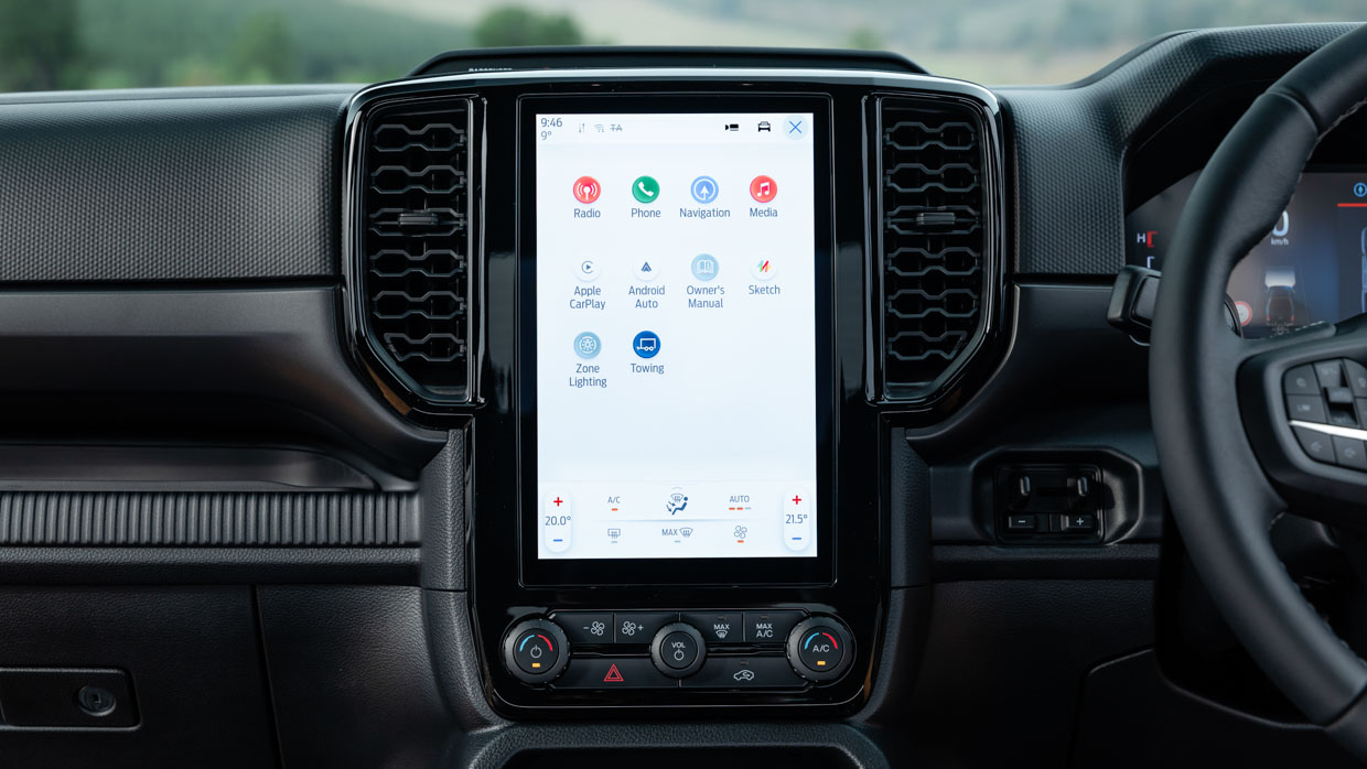 Écran intérieur du Ford Ranger Tremor 2024