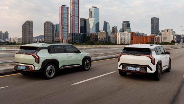 Vue arrière de la Kia EV3 Duo 2025