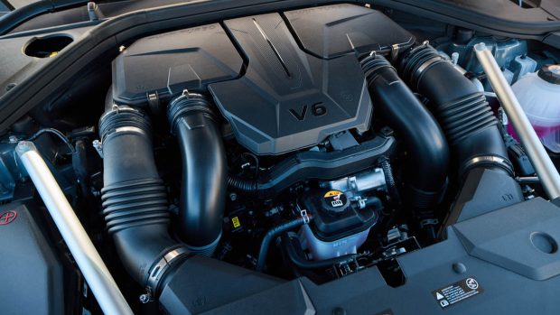 Compartiment moteur V6 biturbo de 3,5 litres Genesis GV70 Signature Sport 2025